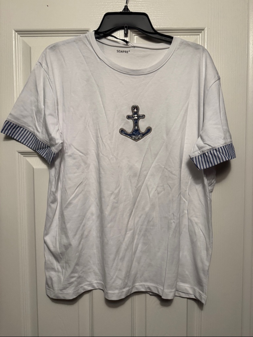 Sempre White Men's Anchor Accent T-Shirt